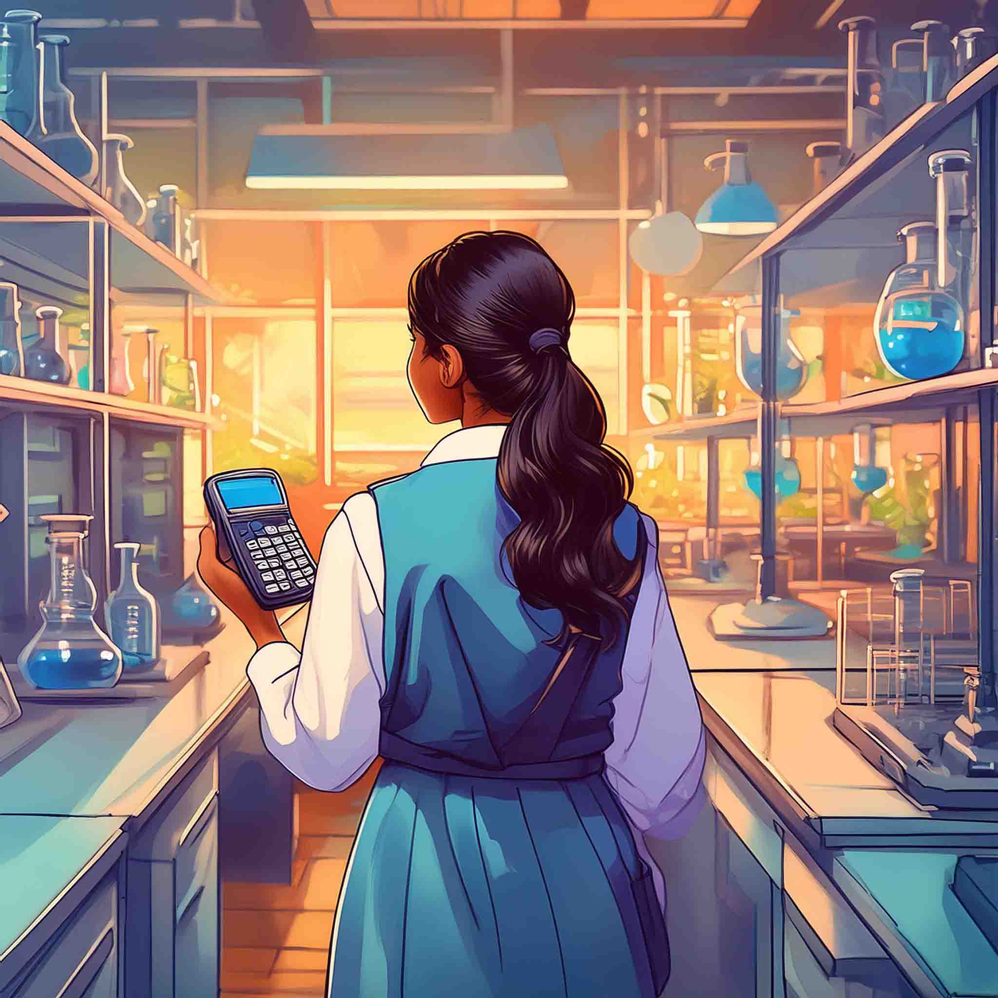 Student Using Calculator picture