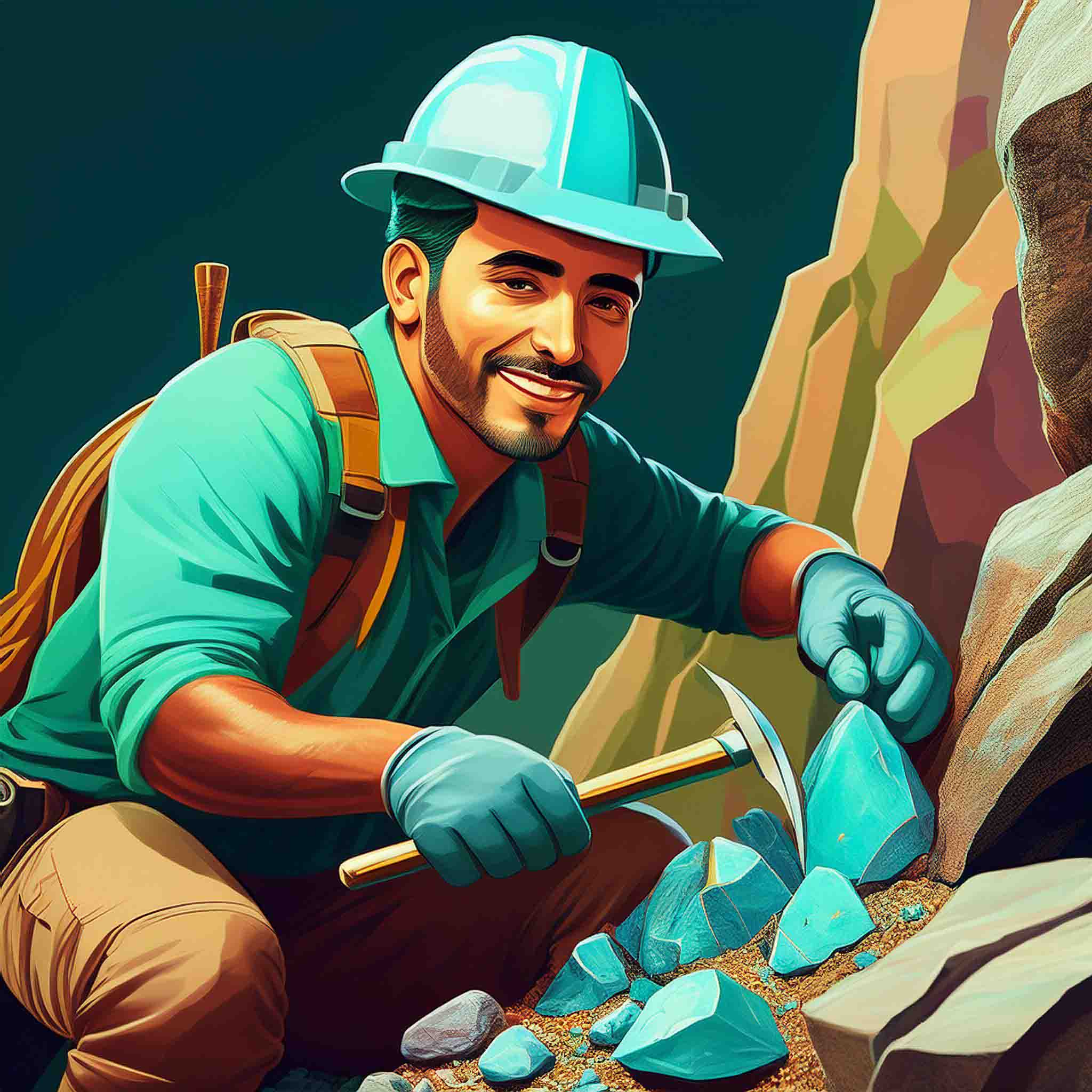 Geologist unearthing turquoise picture